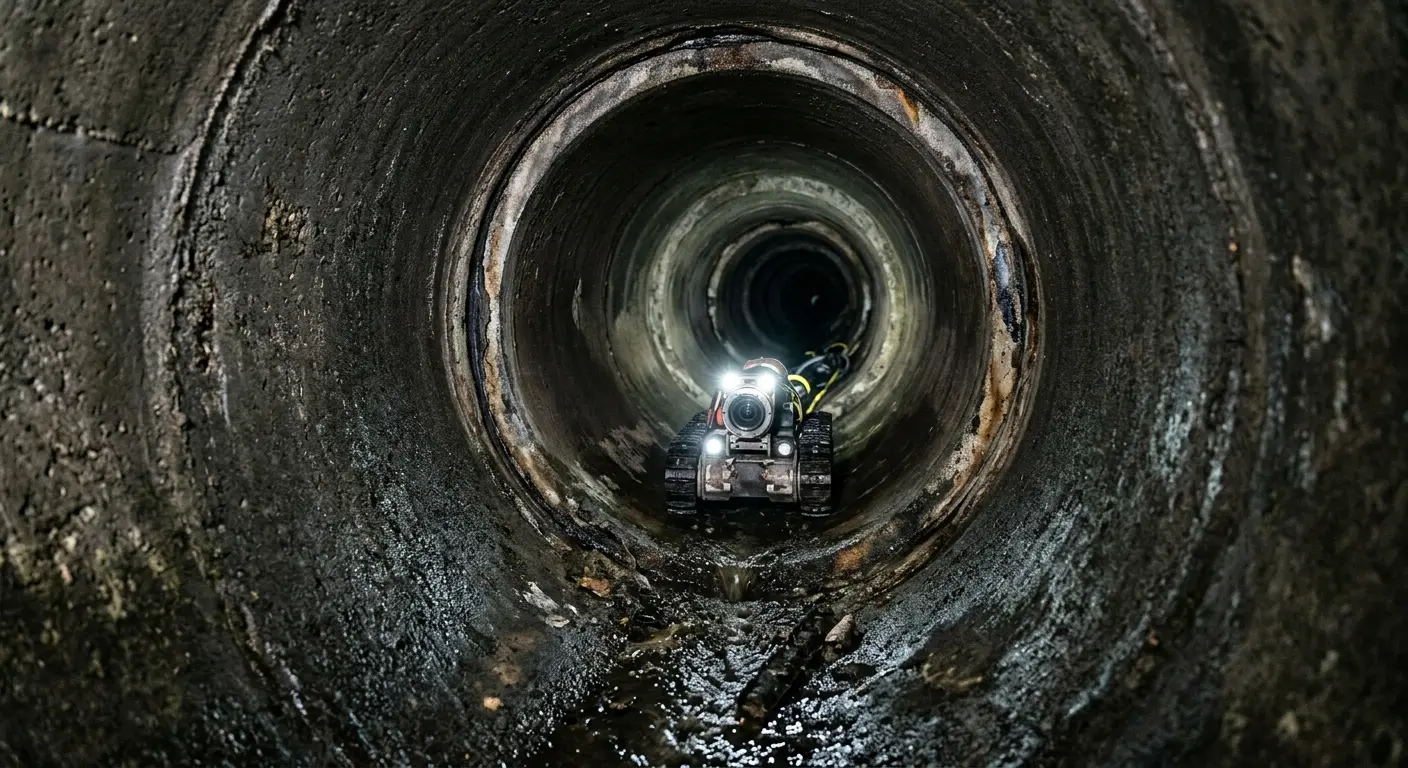 Robotic sewer camera inspecting pipe interior for Sewer Line Repair in King